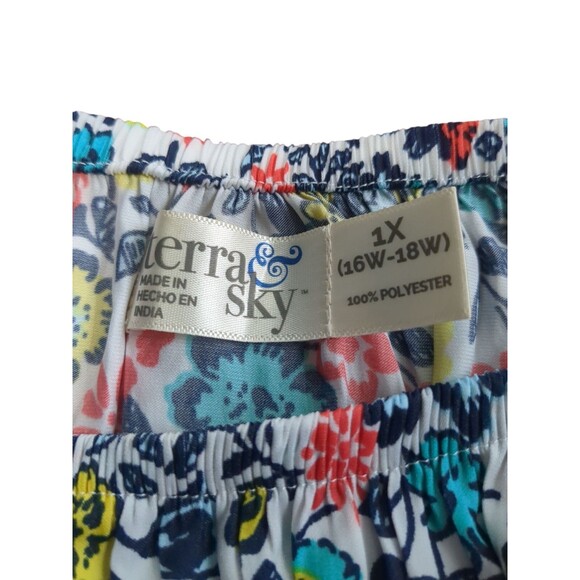 Terra & Sky Womens Top Size 1X Ruffle Sleeve Off Shoulder Floral - Picture 6 of 8